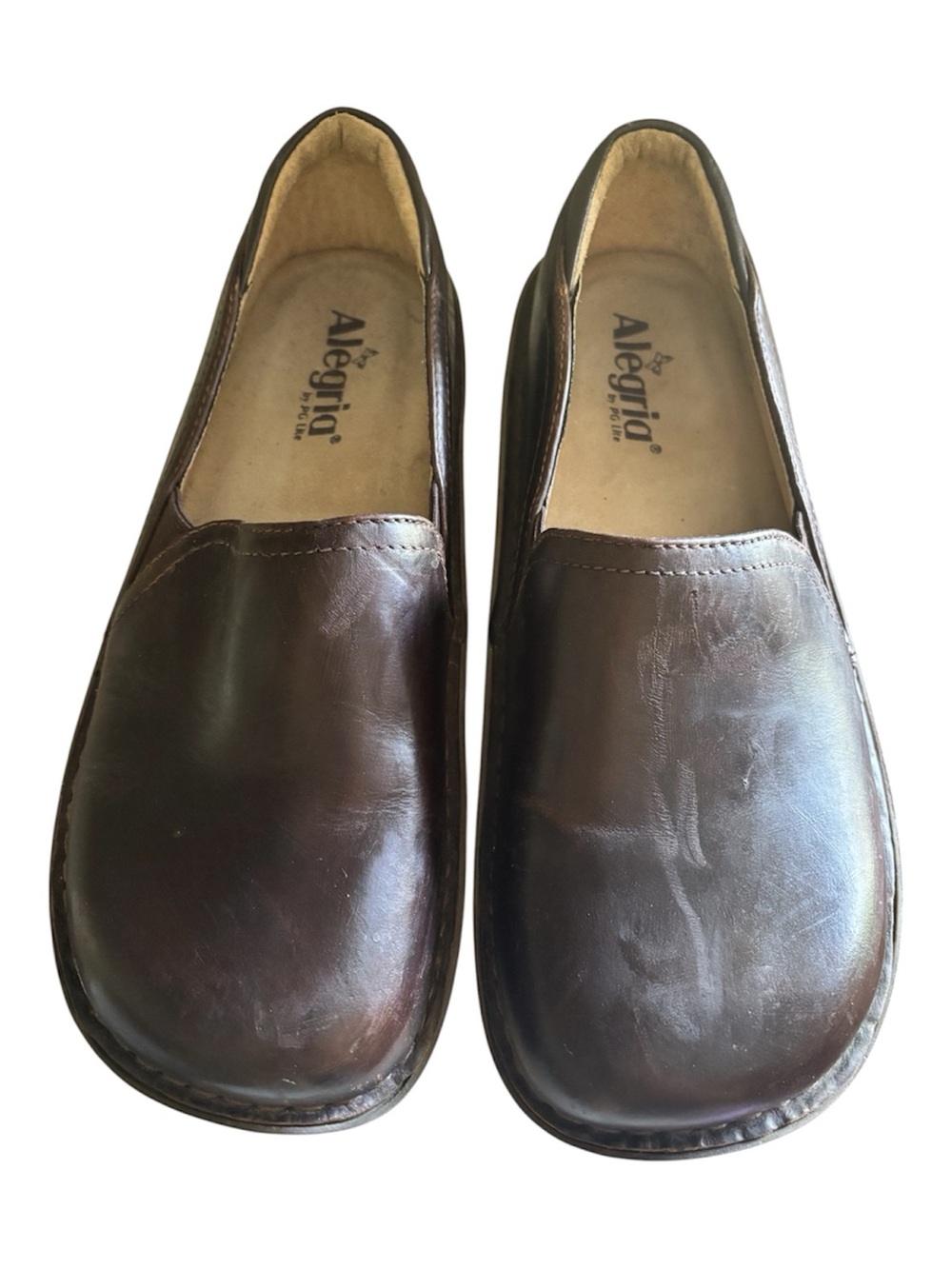 Alegria brown leather Deb slip on shoes EU 40 / 9.5-10 US  by PG Lite